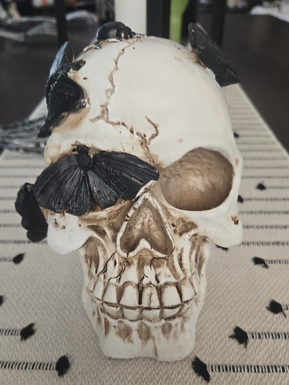 Halloween Skull With Black Butterflies